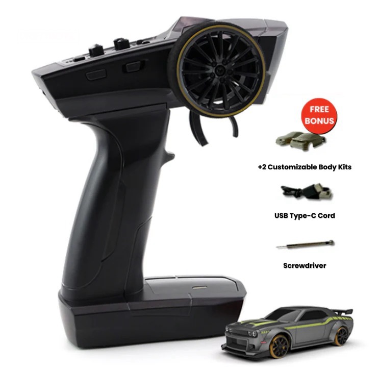 SkidBoiz Hellcat V2 1:76 RC drift car with controller and accessories